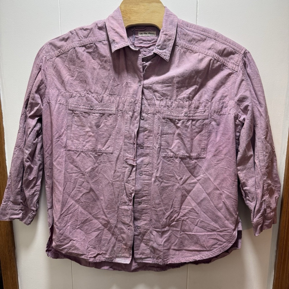 We The Free‎ Pink Purple Women's Button Down Shirt Size Large Thick Over Sized